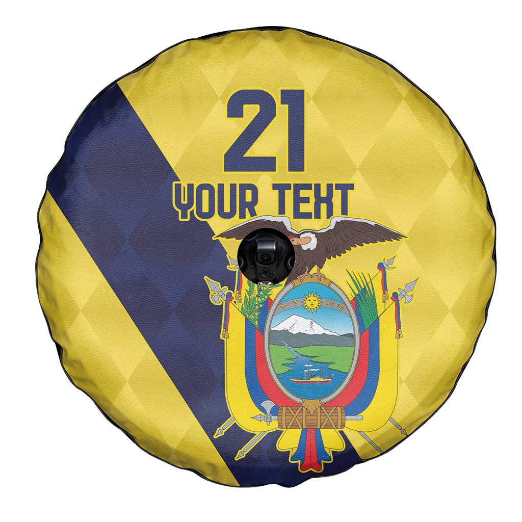 Ecuador La Tricolor Custom Spare Tire Cover Gold and Navy Blue Motif