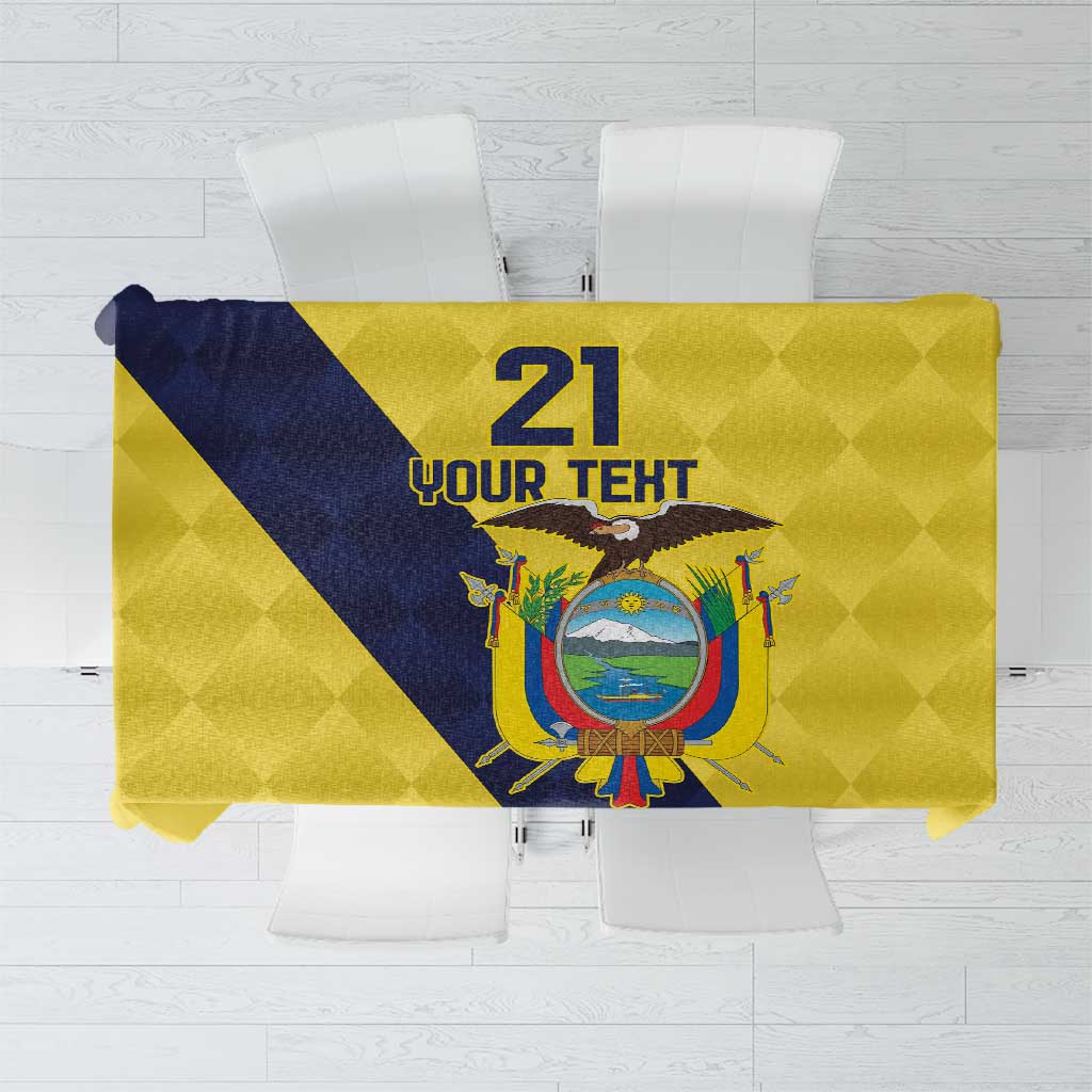 Ecuador La Tricolor Custom Tablecloth Gold and Navy Blue Motif