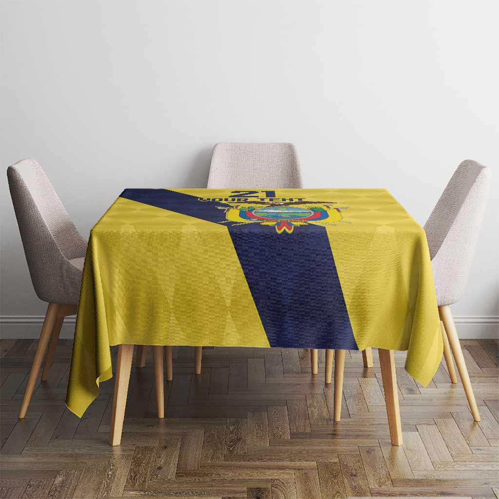 Ecuador La Tricolor Custom Tablecloth Gold and Navy Blue Motif