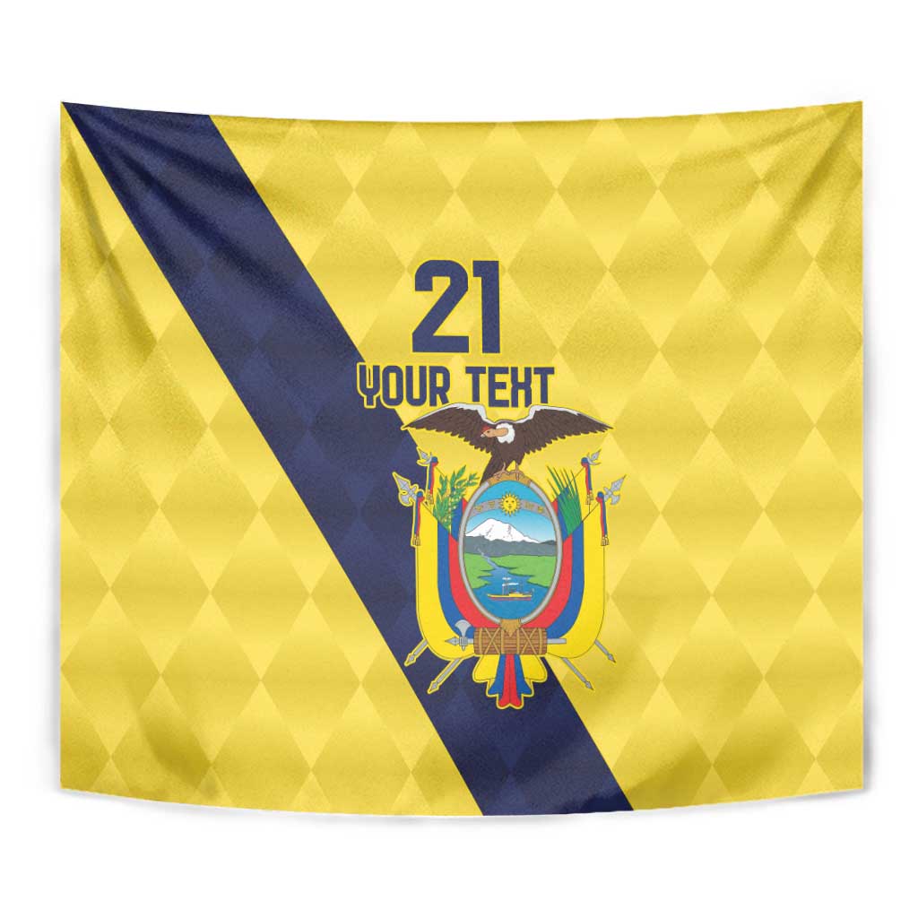 Ecuador La Tricolor Custom Tapestry Gold and Navy Blue Motif