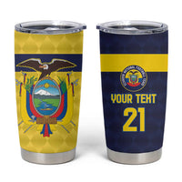 Ecuador La Tricolor Custom Tumbler Cup Gold and Navy Blue Motif
