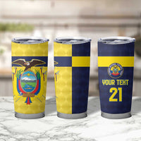 Ecuador La Tricolor Custom Tumbler Cup Gold and Navy Blue Motif
