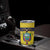 Ecuador La Tricolor Custom Tumbler Cup Gold and Navy Blue Motif