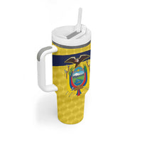 Ecuador La Tricolor Custom Tumbler With Handle Gold and Navy Blue Motif