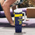 Ecuador La Tricolor Custom Tumbler With Handle Gold and Navy Blue Motif