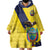 Ecuador La Tricolor Custom Wearable Blanket Hoodie Gold and Navy Blue Motif