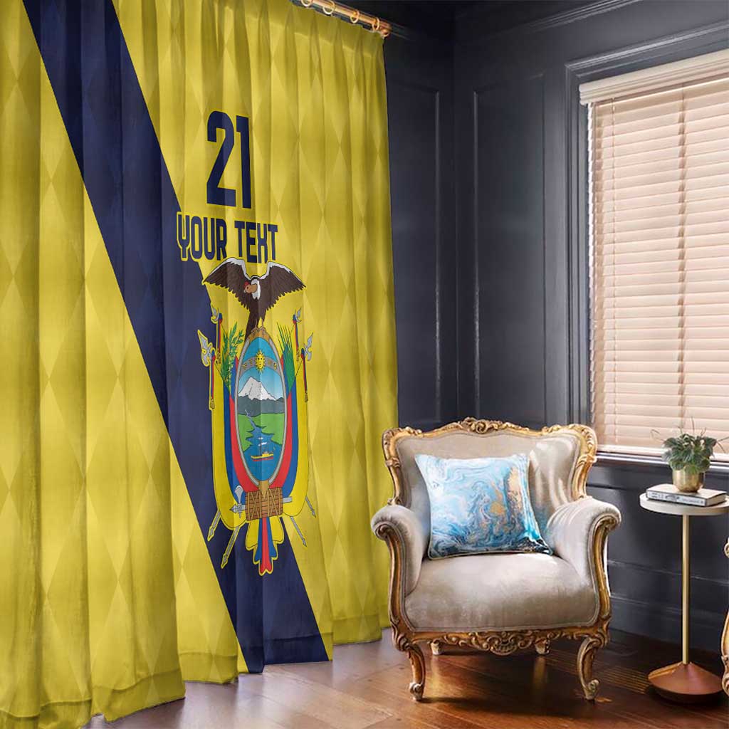Ecuador La Tricolor Custom Window Curtain Gold and Navy Blue Motif