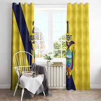 Ecuador La Tricolor Custom Window Curtain Gold and Navy Blue Motif