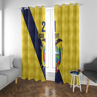 Ecuador La Tricolor Custom Window Curtain Gold and Navy Blue Motif