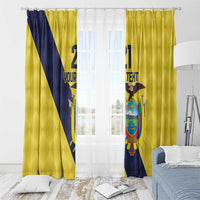 Ecuador La Tricolor Custom Window Curtain Gold and Navy Blue Motif