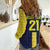 Ecuador La Tricolor Custom Women Casual Shirt Gold and Navy Blue Motif