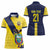 Ecuador La Tricolor Custom Women Polo Shirt Gold and Navy Blue Motif