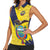 Ecuador La Tricolor Custom Women Sleeveless Polo Shirt Gold and Navy Blue Motif