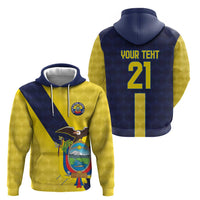 Ecuador La Tricolor Custom Zip Hoodie Gold and Navy Blue Motif