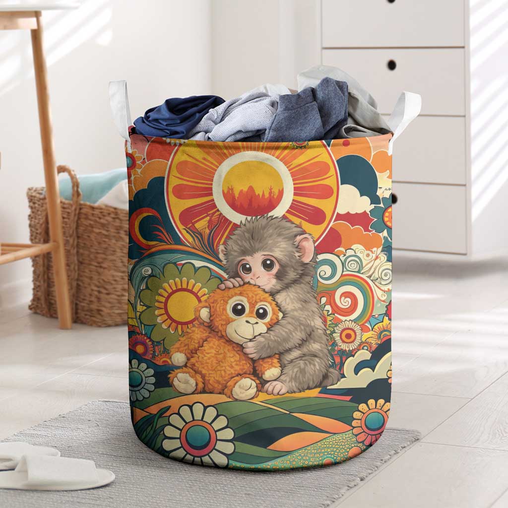 Baby Monkey Punch Laundry Basket Retro 70S Hippie Style Groovy Spring