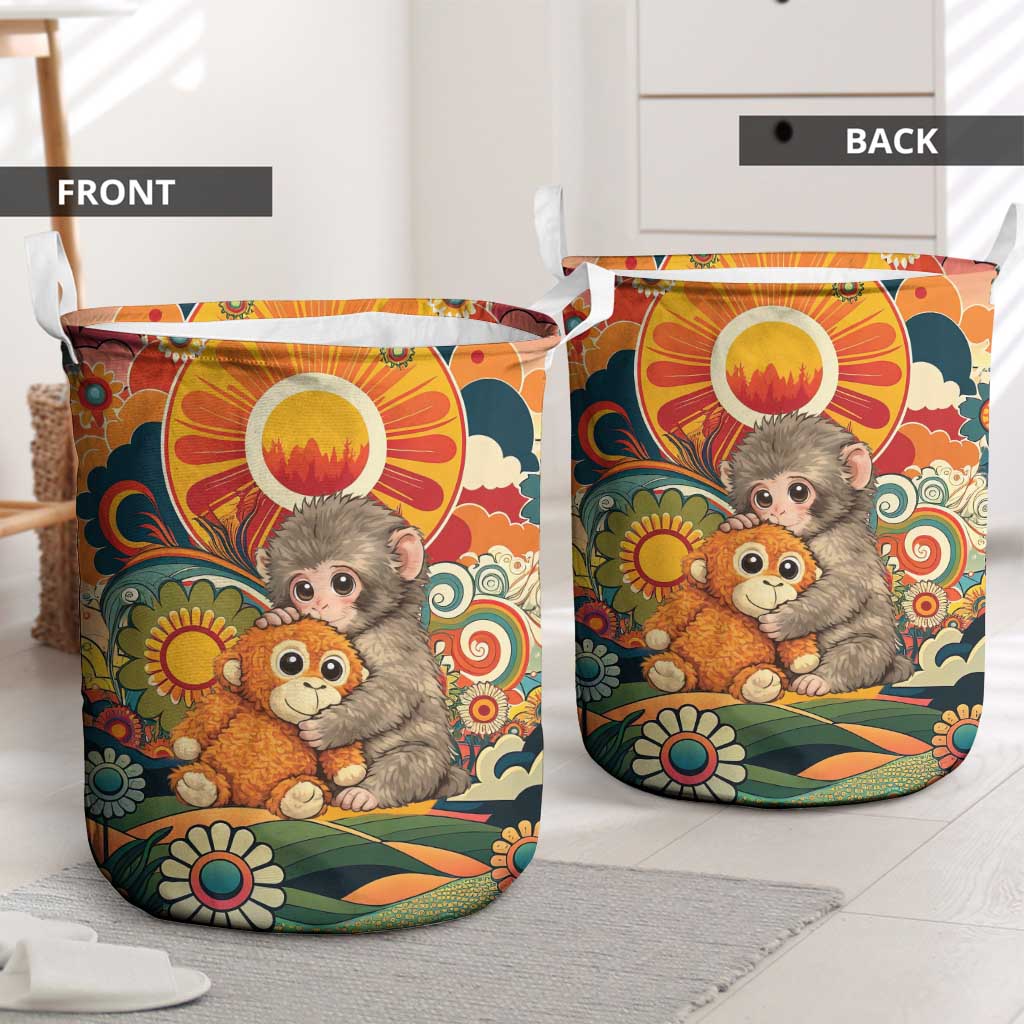 Baby Monkey Punch Laundry Basket Retro 70S Hippie Style Groovy Spring