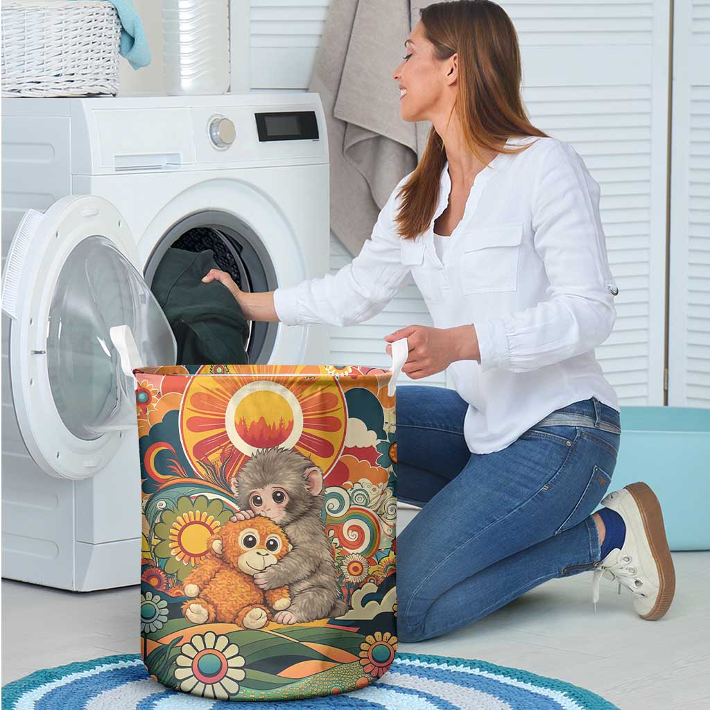 Baby Monkey Punch Laundry Basket Retro 70S Hippie Style Groovy Spring