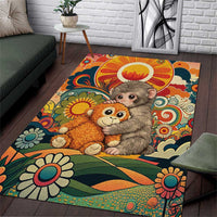 Baby Monkey Punch Area Rug Retro 70S Hippie Style Groovy Spring