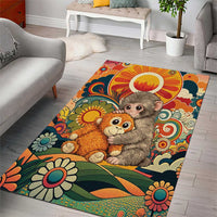 Baby Monkey Punch Area Rug Retro 70S Hippie Style Groovy Spring