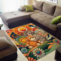 Baby Monkey Punch Area Rug Retro 70S Hippie Style Groovy Spring