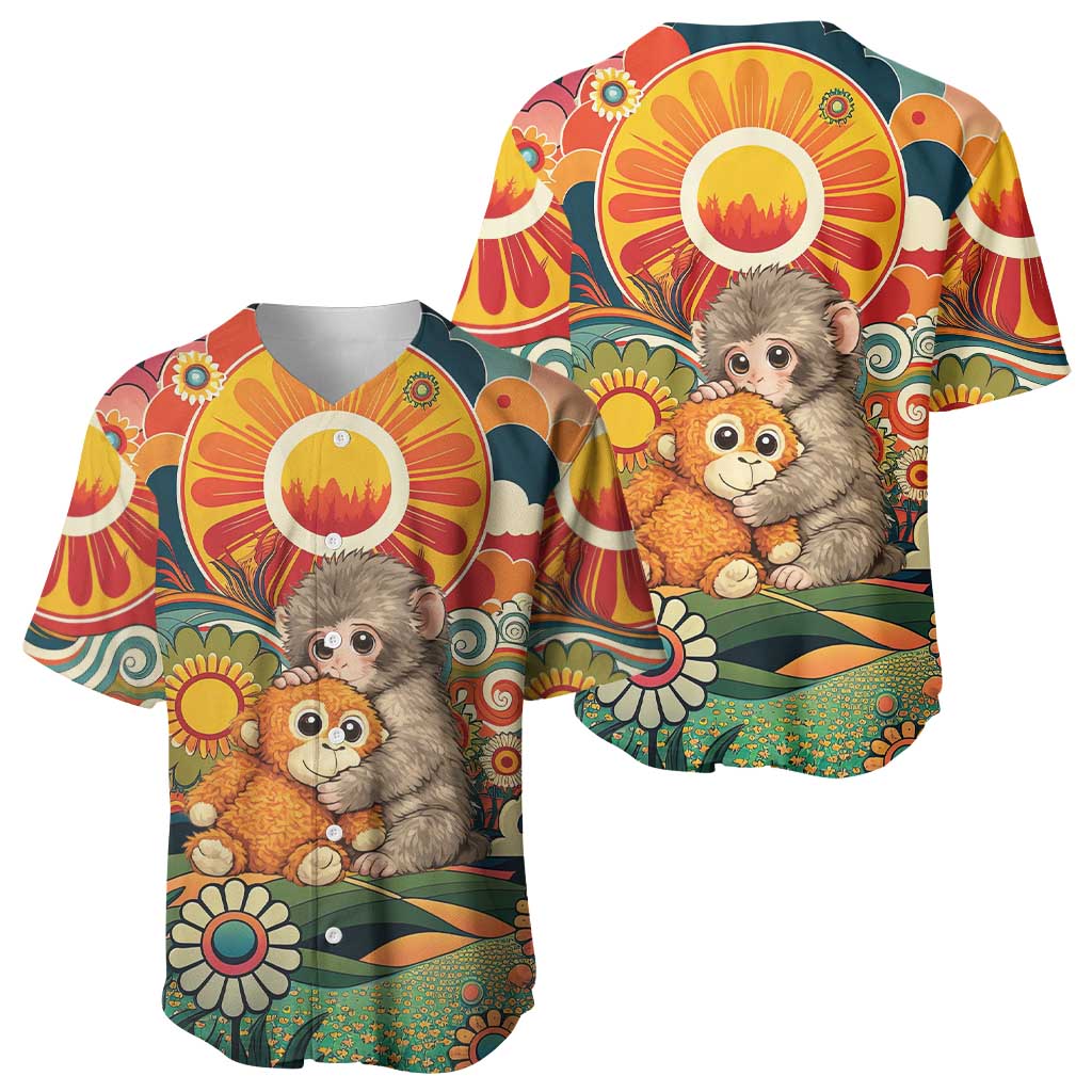 Baby Monkey Punch Baseball Jersey Retro 70S Hippie Style Groovy Spring