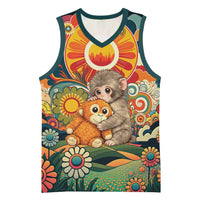 Baby Monkey Punch Basketball Jersey Retro 70S Hippie Style Groovy Spring