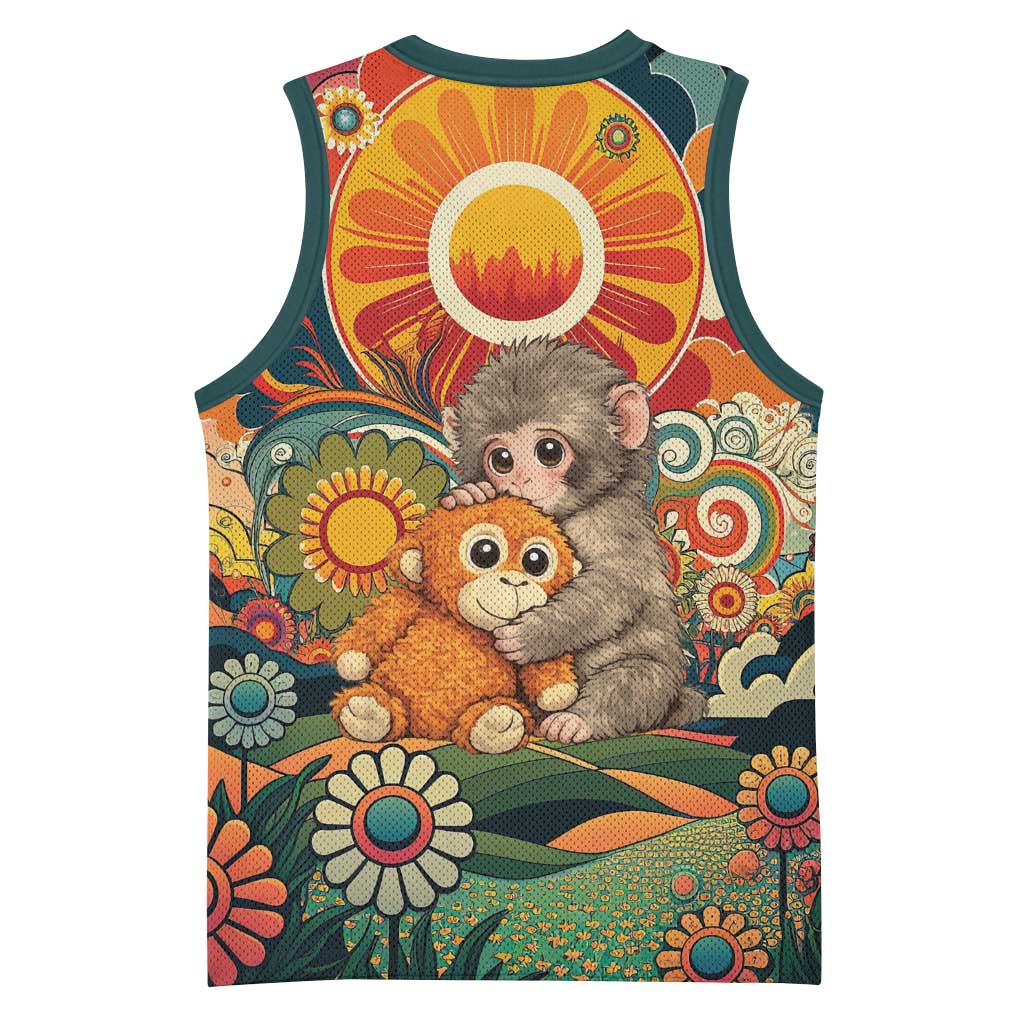 Baby Monkey Punch Basketball Jersey Retro 70S Hippie Style Groovy Spring