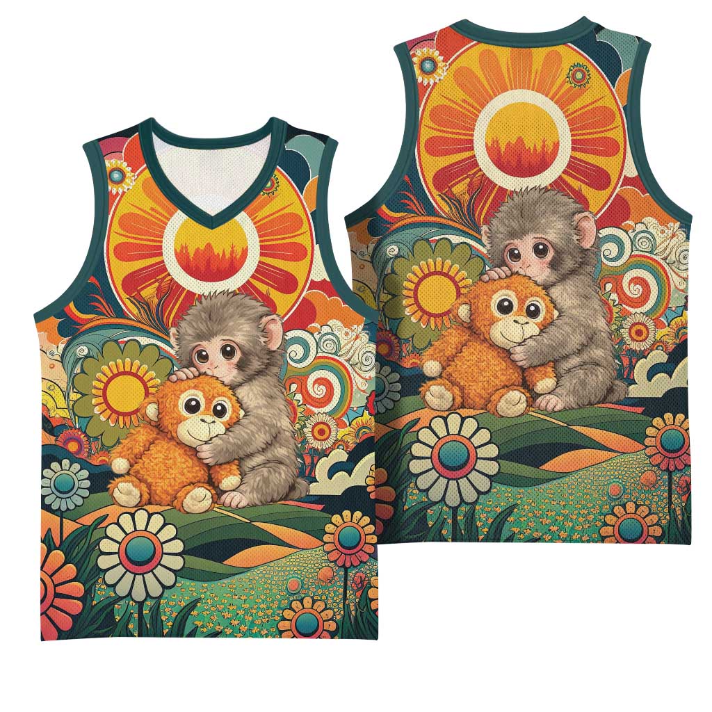 Baby Monkey Punch Basketball Jersey Retro 70S Hippie Style Groovy Spring