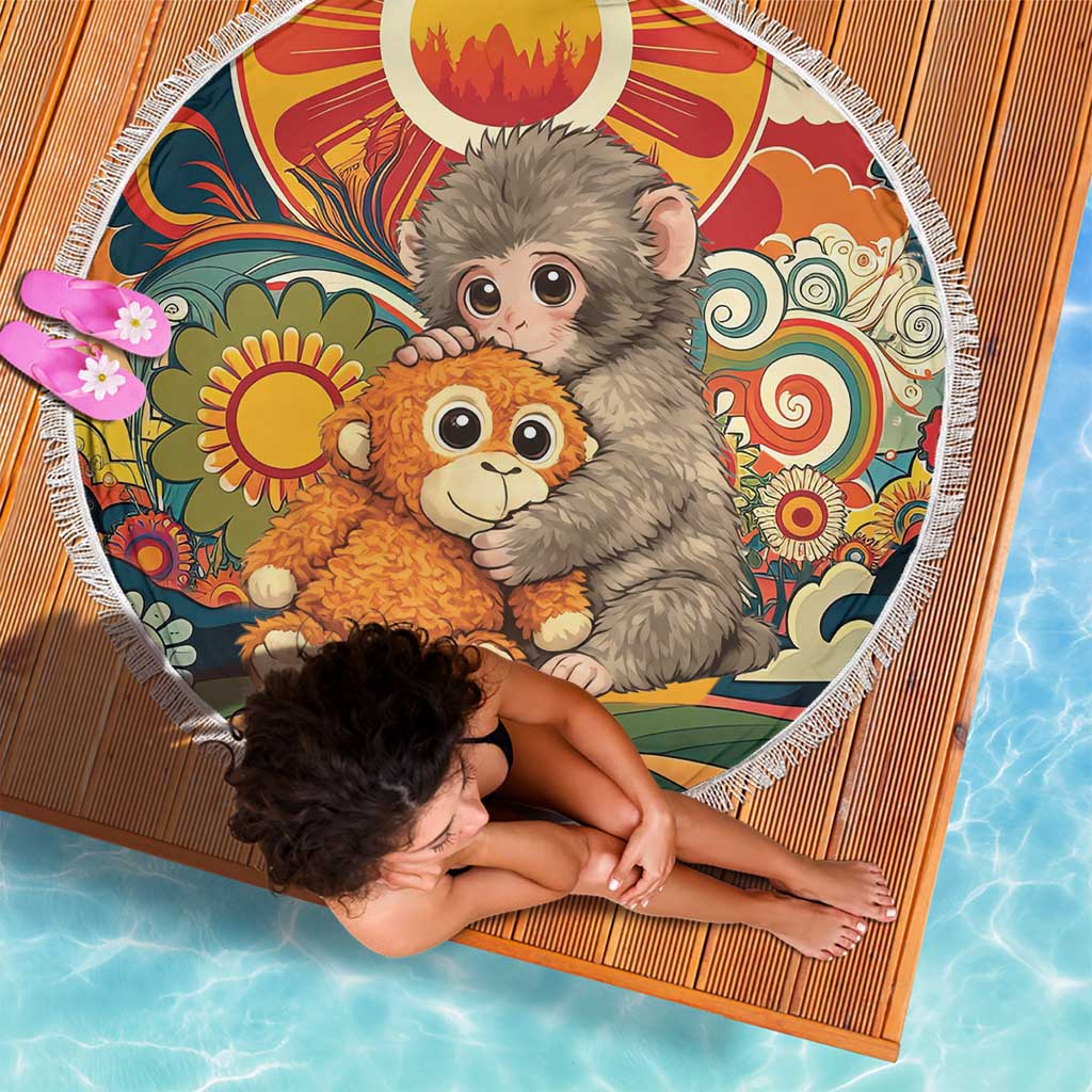Baby Monkey Punch Beach Blanket Retro 70S Hippie Style Groovy Spring