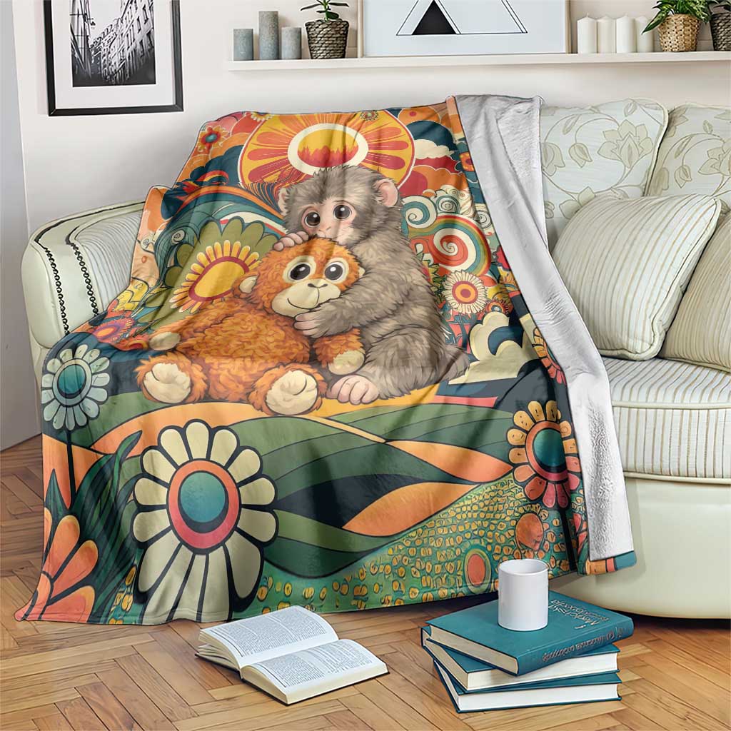Baby Monkey Punch Blanket Retro 70S Hippie Style Groovy Spring
