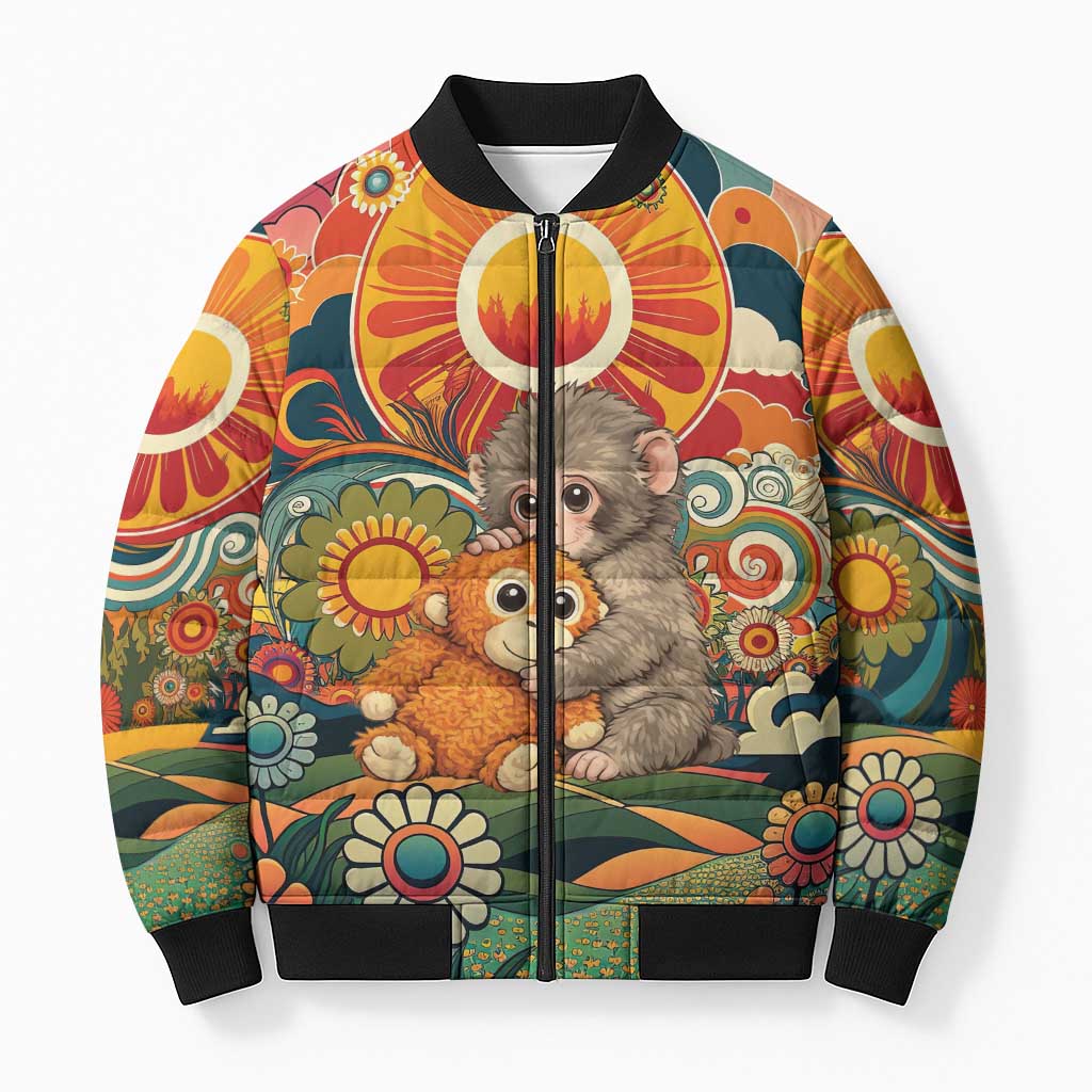 Baby Monkey Punch Bomber Puffer Jacket Retro 70S Hippie Style Groovy Spring