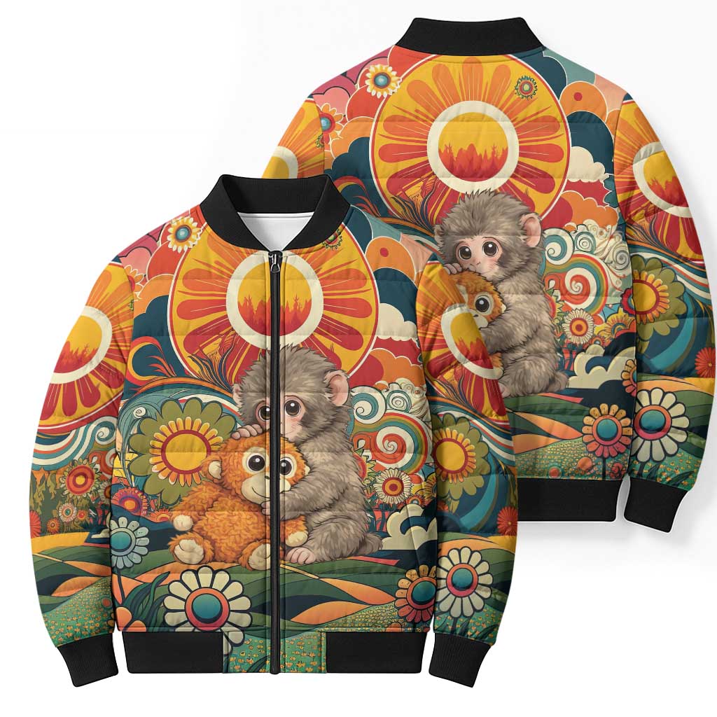 Baby Monkey Punch Bomber Puffer Jacket Retro 70S Hippie Style Groovy Spring