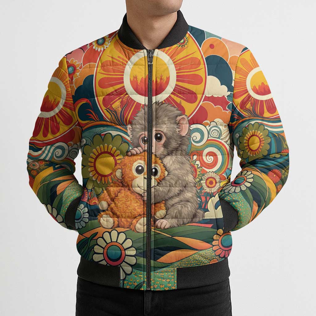 Baby Monkey Punch Bomber Puffer Jacket Retro 70S Hippie Style Groovy Spring