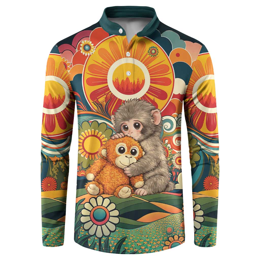 Baby Monkey Punch Button Sweatshirt Retro 70S Hippie Style Groovy Spring
