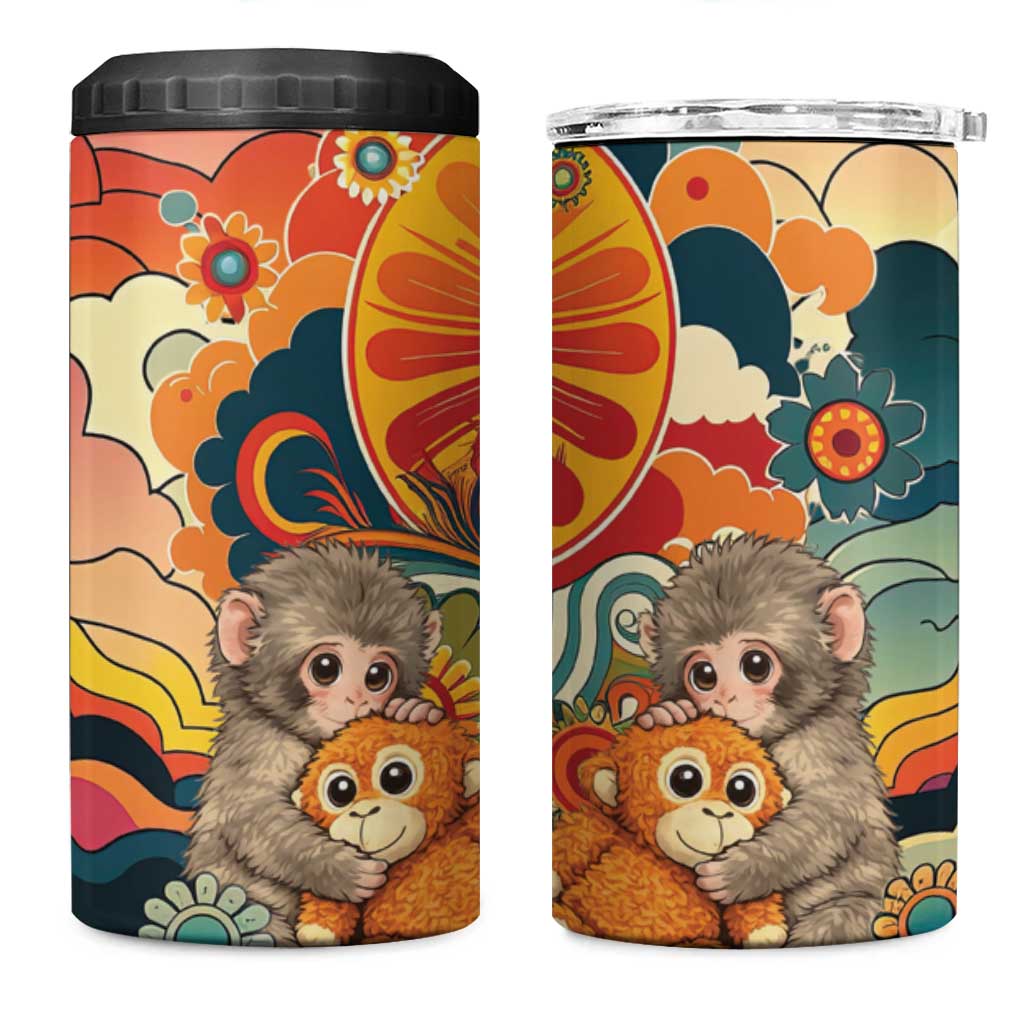 Baby Monkey Punch 4 in 1 Can Cooler Tumbler Retro 70S Hippie Style Groovy Spring