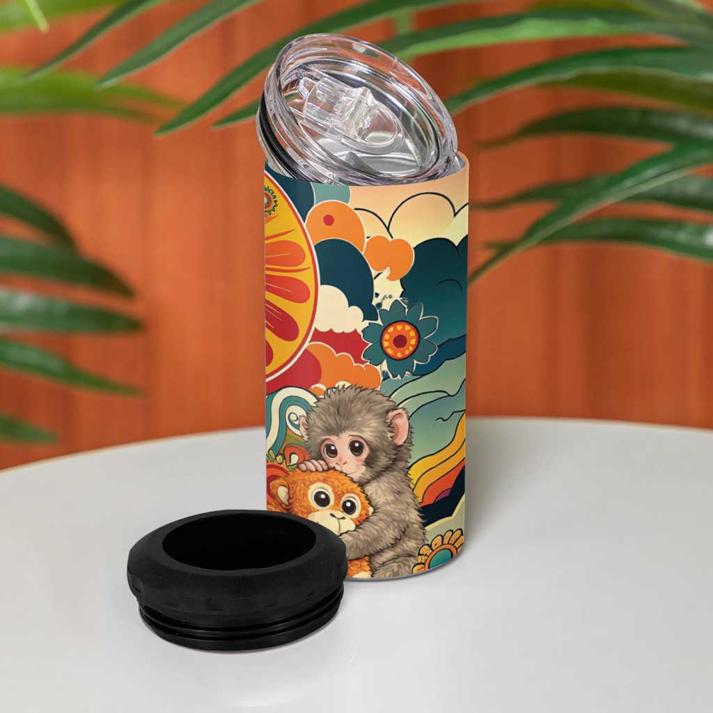 Baby Monkey Punch 4 in 1 Can Cooler Tumbler Retro 70S Hippie Style Groovy Spring