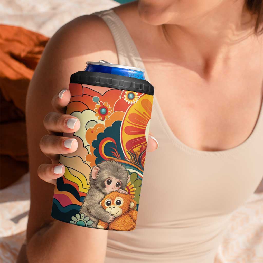 Baby Monkey Punch 4 in 1 Can Cooler Tumbler Retro 70S Hippie Style Groovy Spring