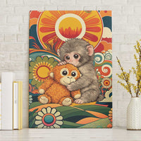 Baby Monkey Punch Canvas Wall Art Retro 70S Hippie Style Groovy Spring