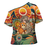 Baby Monkey Punch Cross Shoulder Shirt Retro 70S Hippie Style Groovy Spring