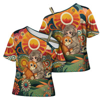 Baby Monkey Punch Cross Shoulder Shirt Retro 70S Hippie Style Groovy Spring