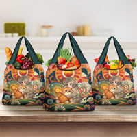 Baby Monkey Punch Grocery Bag Retro 70S Hippie Style Groovy Spring