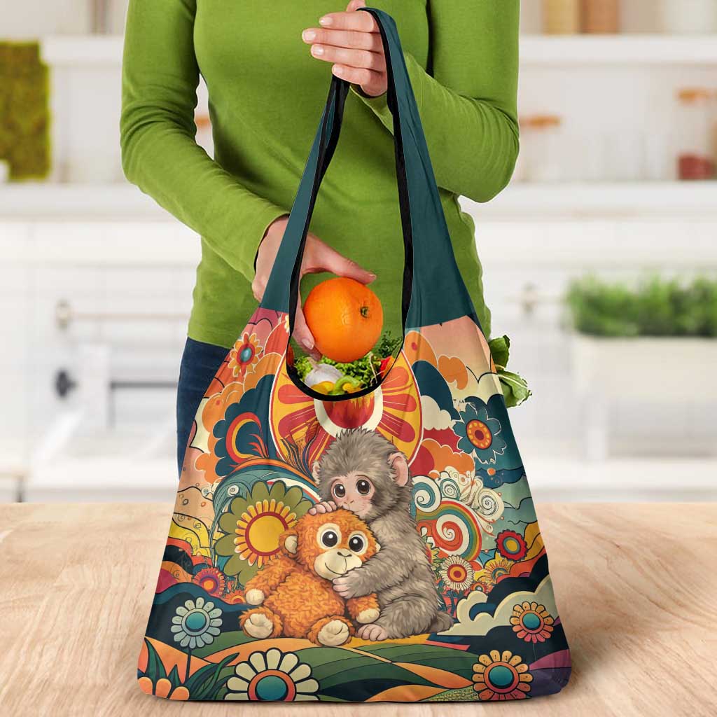 Baby Monkey Punch Grocery Bag Retro 70S Hippie Style Groovy Spring