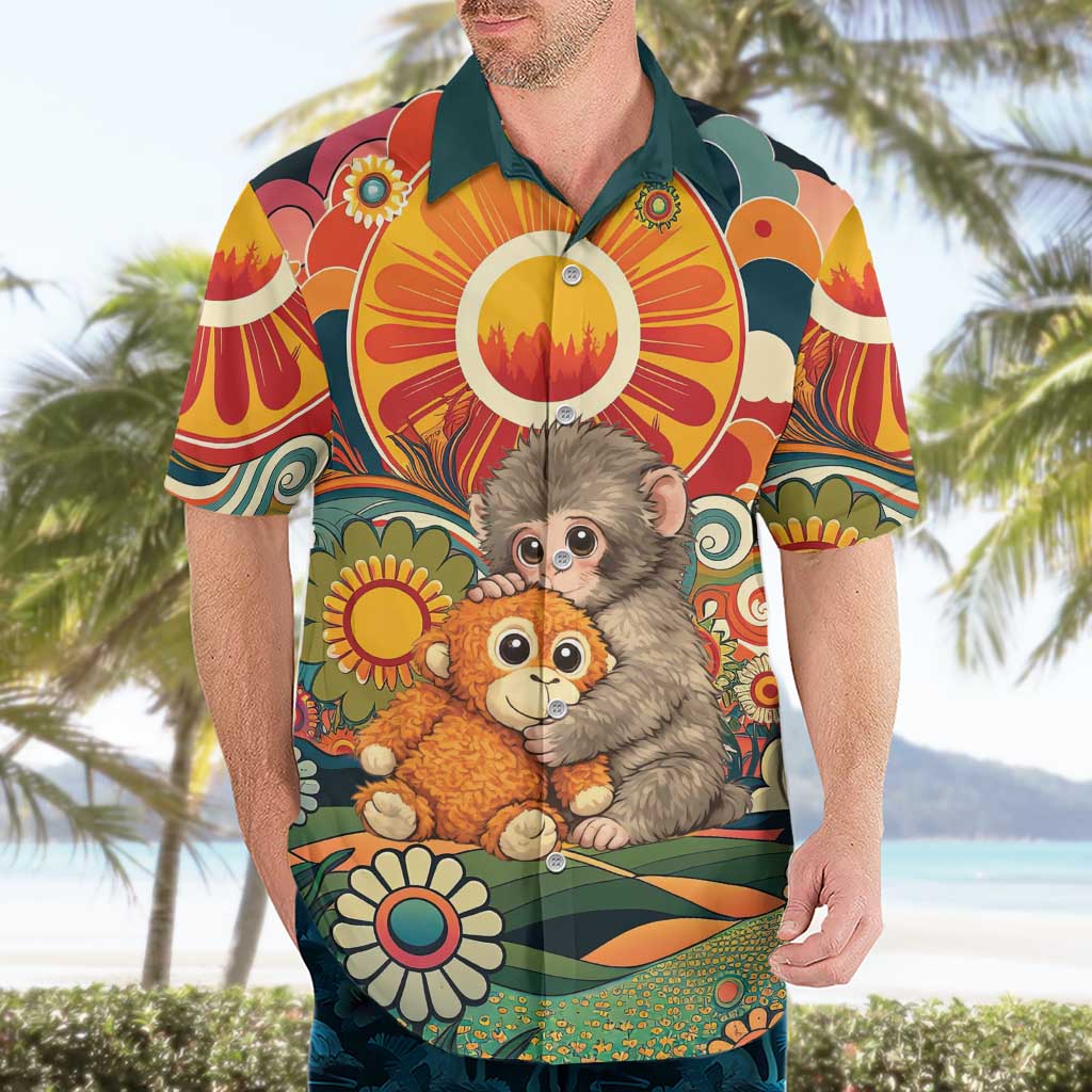 Baby Monkey Punch Hawaiian Shirt Retro 70S Hippie Style Groovy Spring