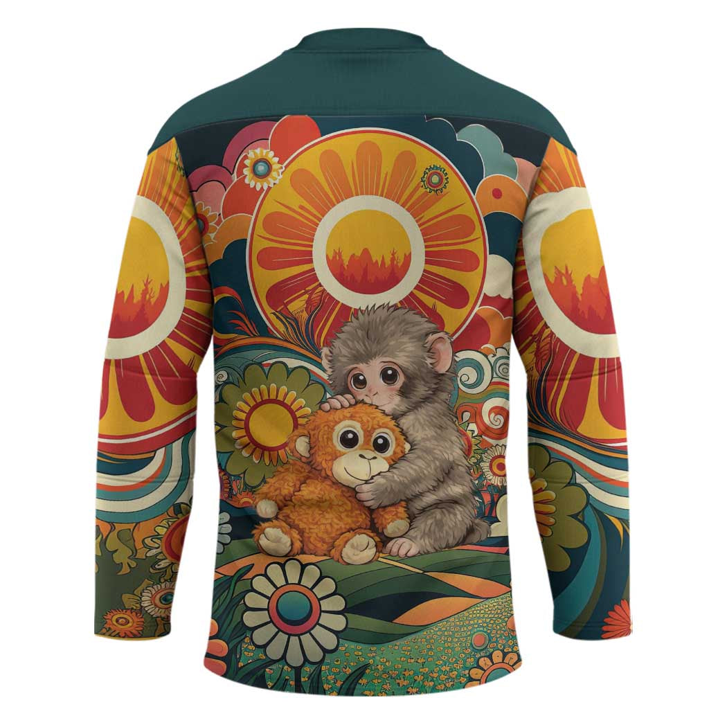 Baby Monkey Punch Hockey Jersey Retro 70S Hippie Style Groovy Spring