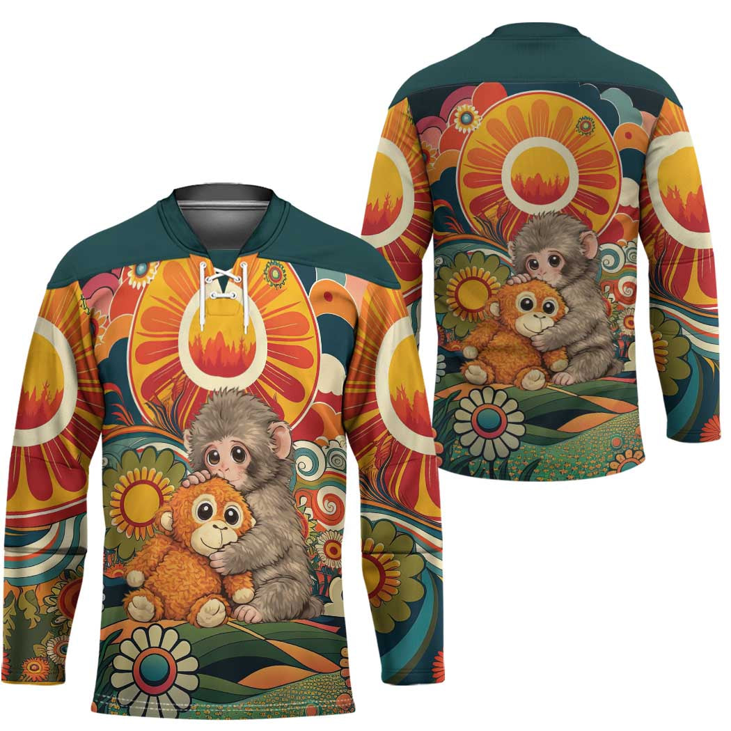 Baby Monkey Punch Hockey Jersey Retro 70S Hippie Style Groovy Spring