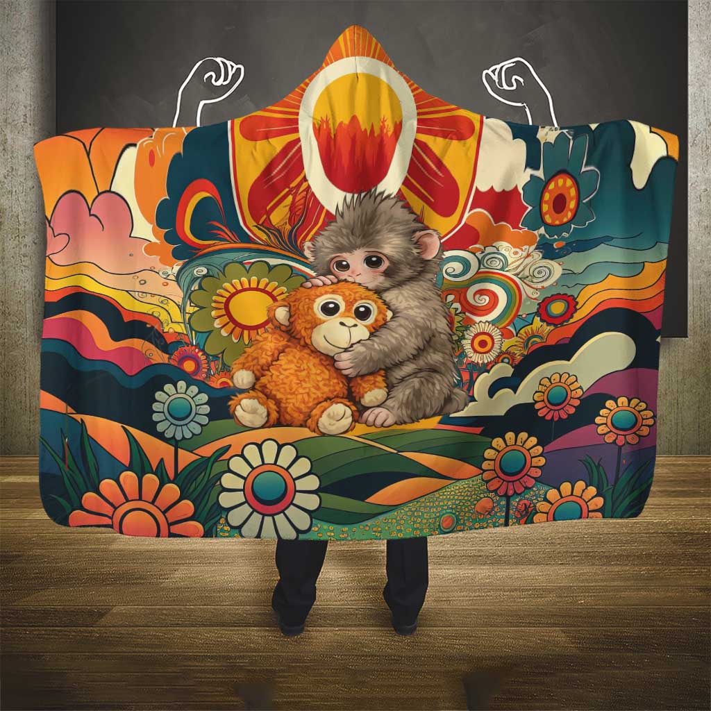 Baby Monkey Punch Hooded Blanket Retro 70S Hippie Style Groovy Spring