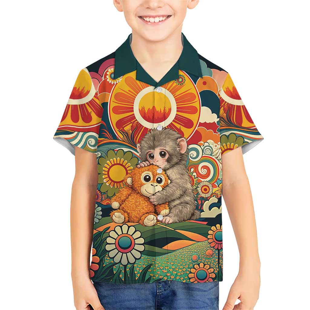 Baby Monkey Punch Kid Hawaiian Shirt Retro 70S Hippie Style Groovy Spring