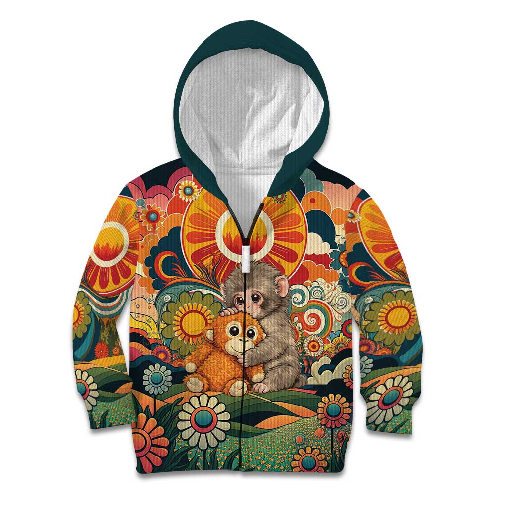 Baby Monkey Punch Kid Hoodie Retro 70S Hippie Style Groovy Spring