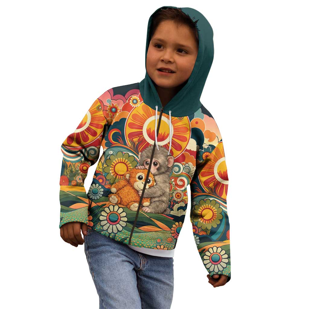 Baby Monkey Punch Kid Hoodie Retro 70S Hippie Style Groovy Spring