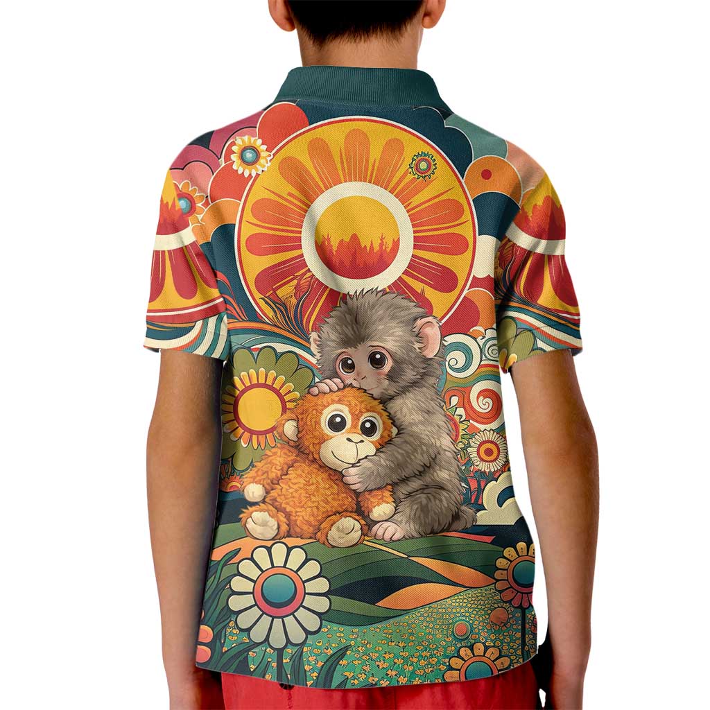 Baby Monkey Punch Kid Polo Shirt Retro 70S Hippie Style Groovy Spring